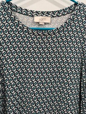 LOFT Teal Pattern Shift Dress